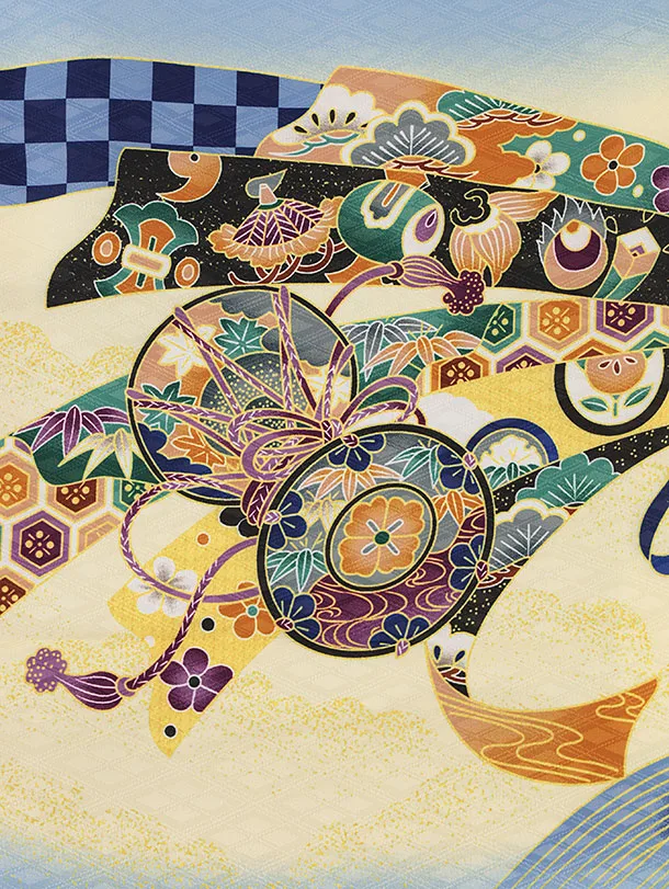 RENCAセレクション(5歳男袴)かんたん七五三5049水色鷹×ベージュ紋袴