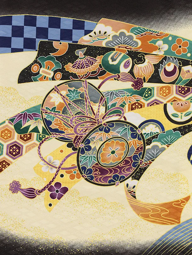 RENCAセレクション(5歳男袴)かんたん七五三5051黒鷹×黒縞袴