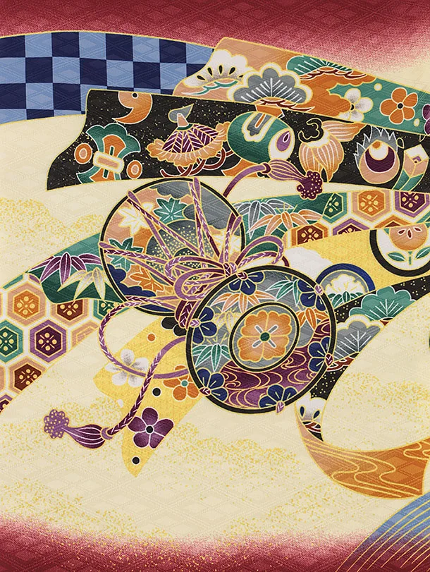 RENCAセレクション(5歳男袴)かんたん七五三5056臙脂鷹×ベージュ紋袴