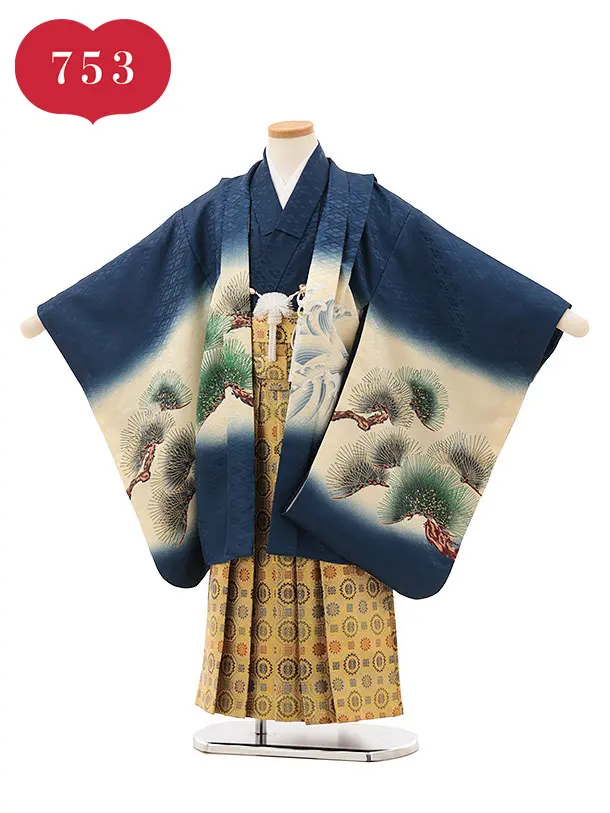 RENCAセレクション(5歳男袴)かんたん七五三5061紺兜×金紋袴
