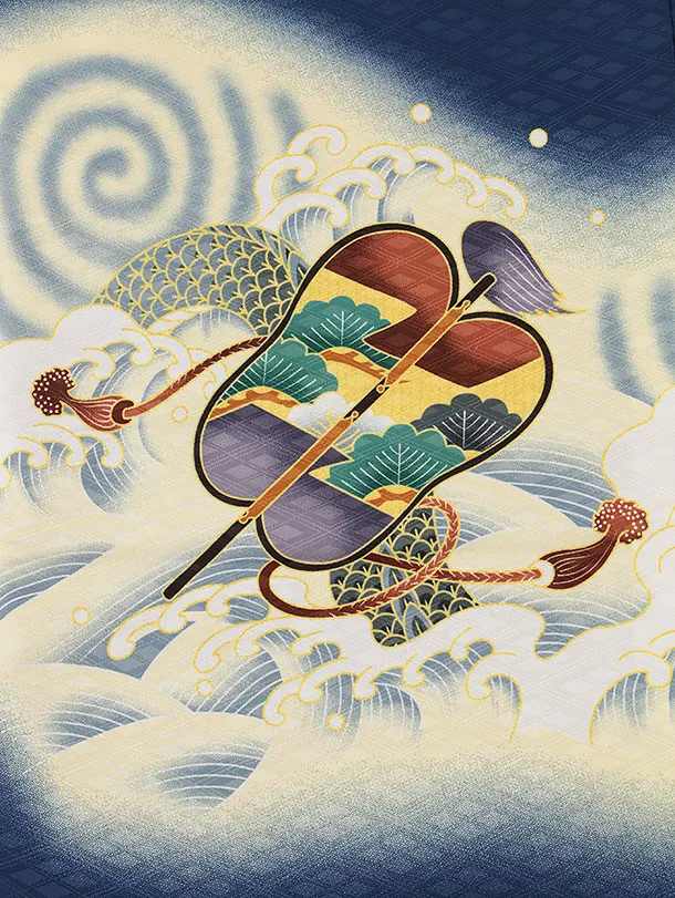 RENCAセレクション(5歳男袴)かんたん七五三5061紺兜×金紋袴