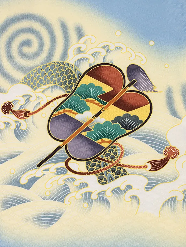 RENCAセレクション(5歳男袴)かんたん七五三5062水色兜×紺縞袴