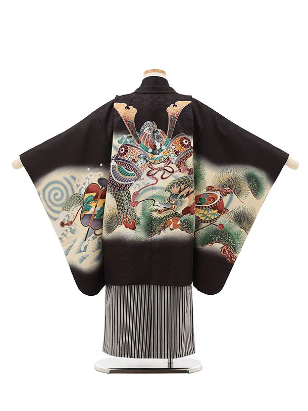 RENCAセレクション(5歳男袴)かんたん七五三5065黒兜×黒縞袴