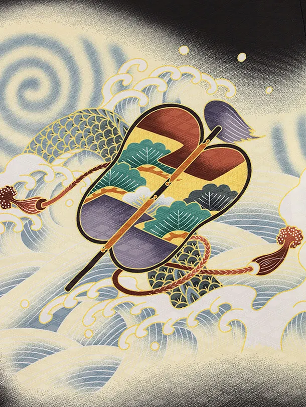 RENCAセレクション(5歳男袴)かんたん七五三5065黒兜×黒縞袴