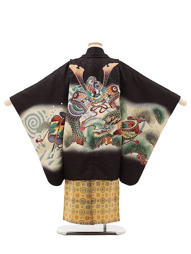 RENCAセレクション(5歳男袴)かんたん七五三5066黒兜×金紋袴