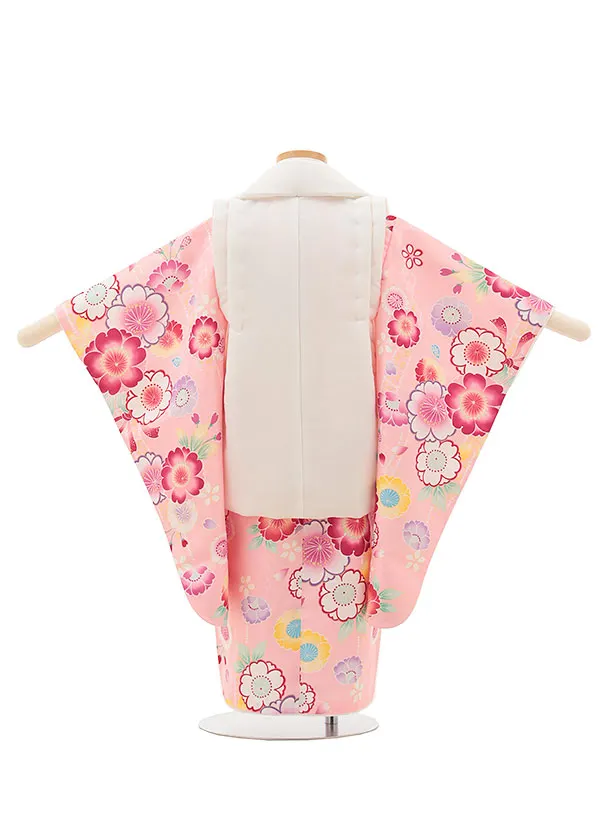RENCAセレクション(3歳女児被布)3021白×ピンク　桜柄