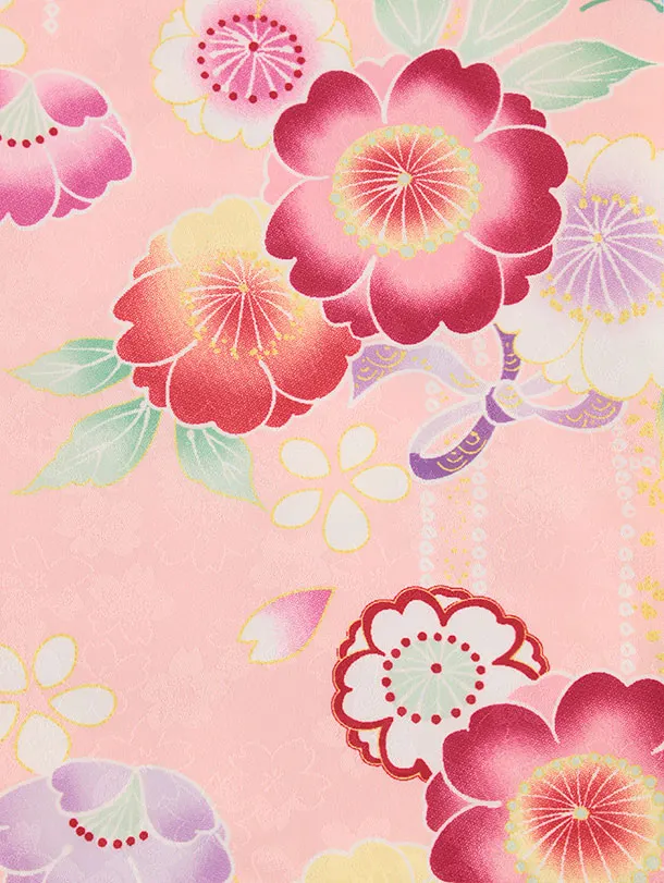 RENCAセレクション(3歳女児被布)3021白×ピンク　桜柄