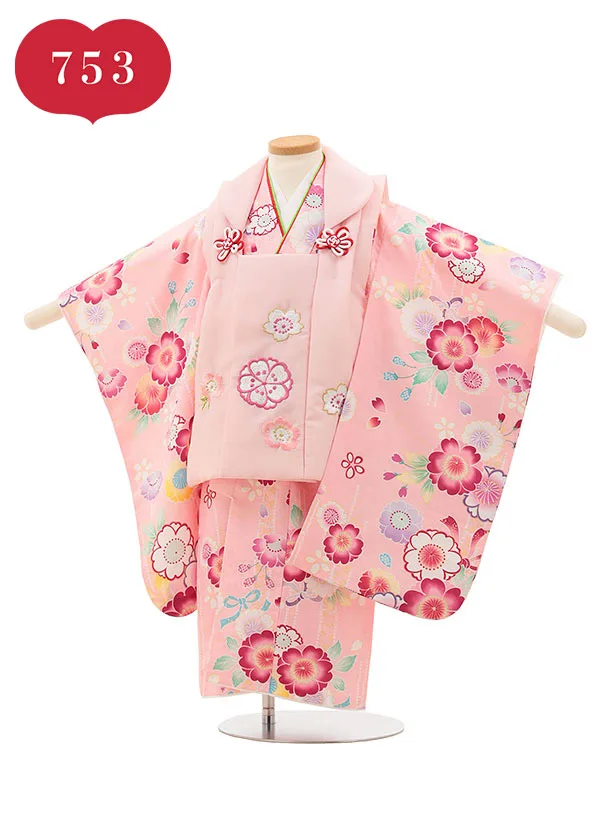RENCAセレクション(3歳女児被布)3022ピンク×ピンク　桜柄