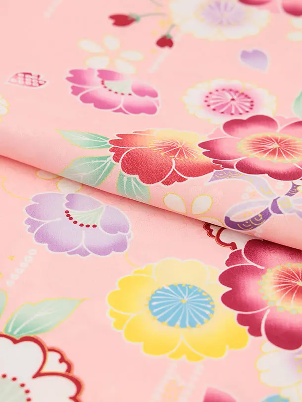 RENCAセレクション(3歳女児被布)3022ピンク×ピンク　桜柄