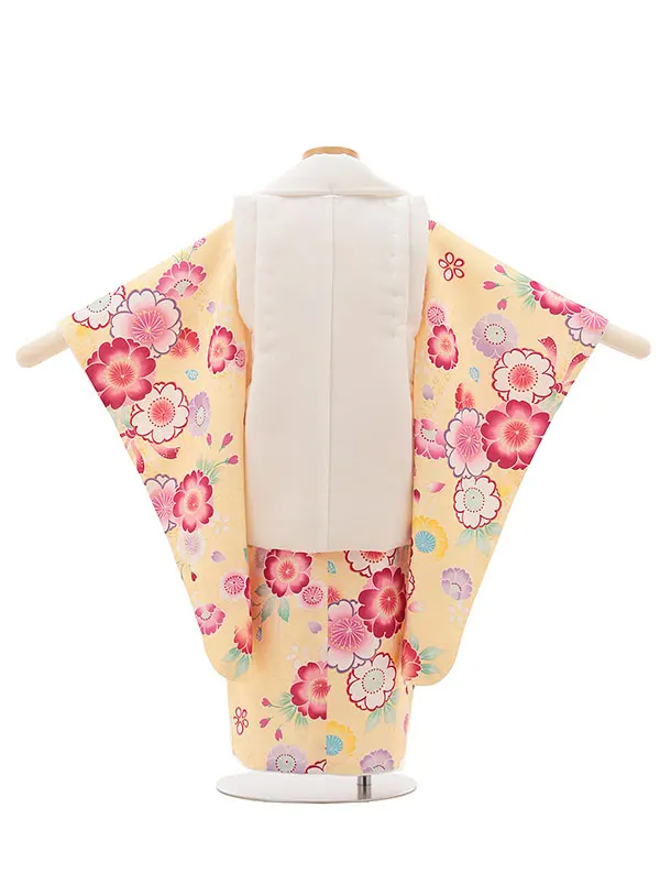 RENCAセレクション(3歳女児被布)3025白×黄色　桜柄