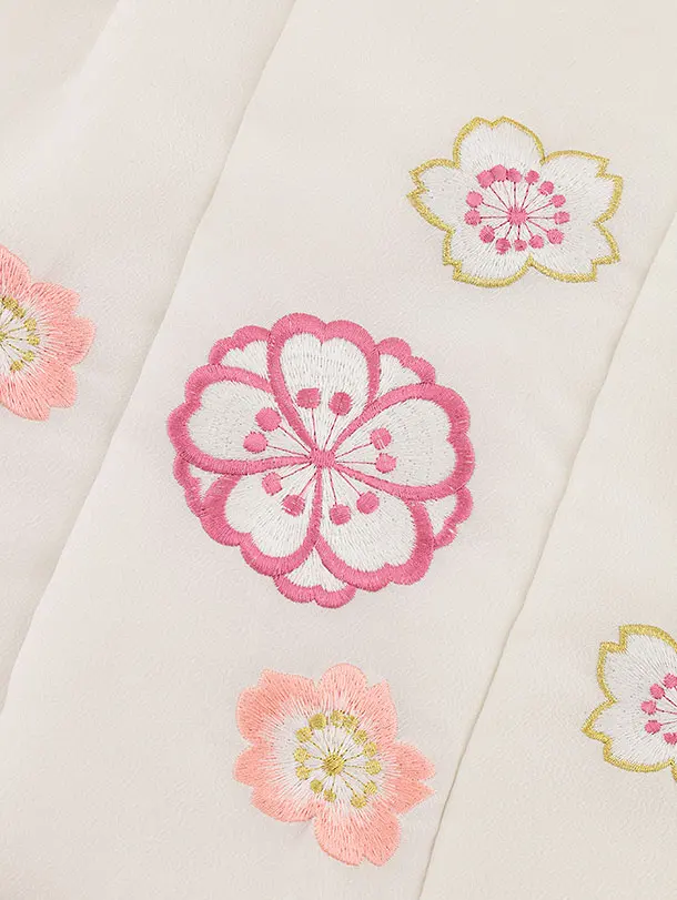 RENCAセレクション(3歳女児被布)3025白×黄色　桜柄