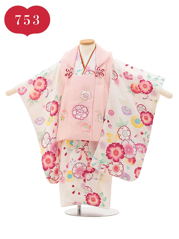 RENCAセレクション(3歳女児被布)3026ピンク×白　桜柄