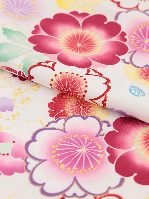 RENCAセレクション(3歳女児被布)3026ピンク×白　桜柄
