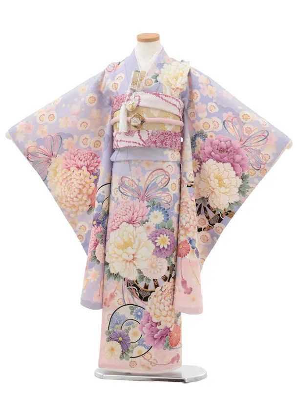 RENCAセレクション(7歳女児結び帯)7003紫 源氏車に薬玉