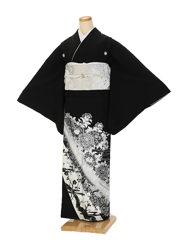 黒留袖レンタル2039 桂由美 シルバー祝花鶴　
