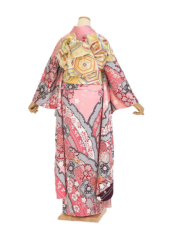 振袖 1097 ピンクかのこ花