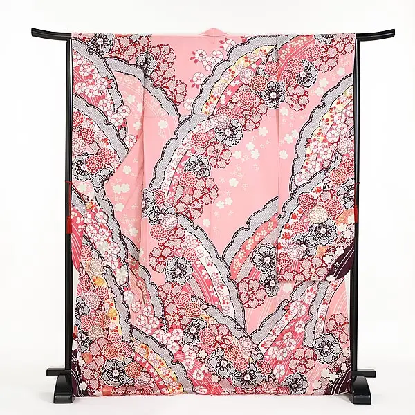 振袖 1097 ピンクかのこ花