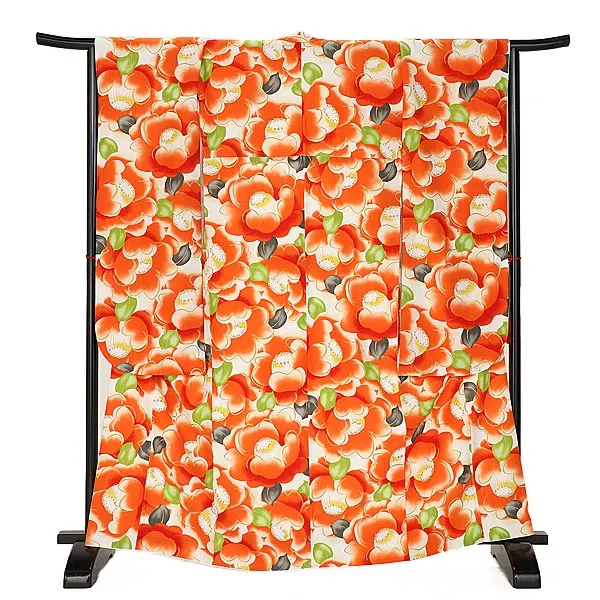 振袖 1105 オレンジ椿