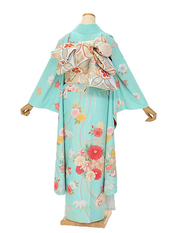 振袖 1107 水色 華薬玉