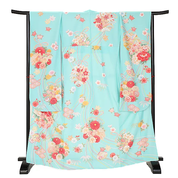 振袖 1107 水色 華薬玉