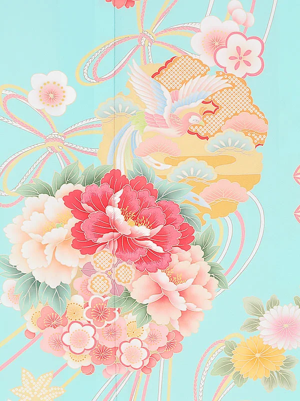 振袖 1107 水色 華薬玉