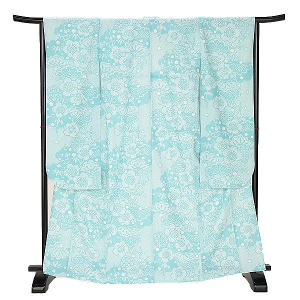 振袖 1108 水色 かのこ柄 松竹梅