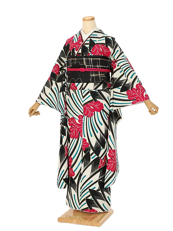 振袖 1110 黒墨絵タッチローズエメ