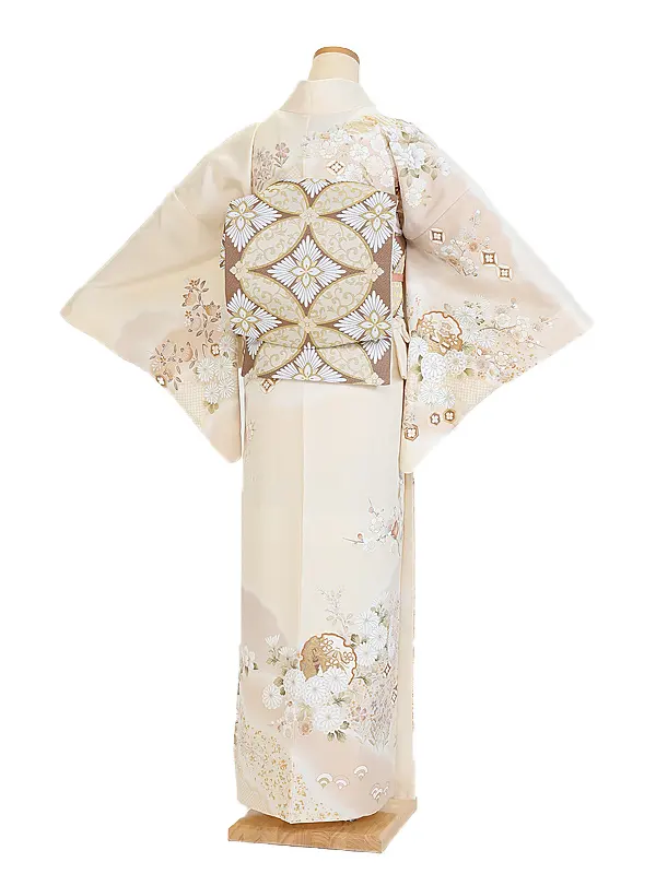 訪問着0067 クリームアイボリー祝四季の花