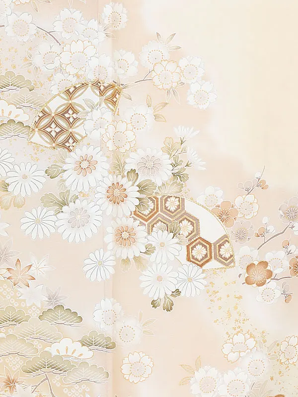 訪問着0067 クリームアイボリー祝四季の花