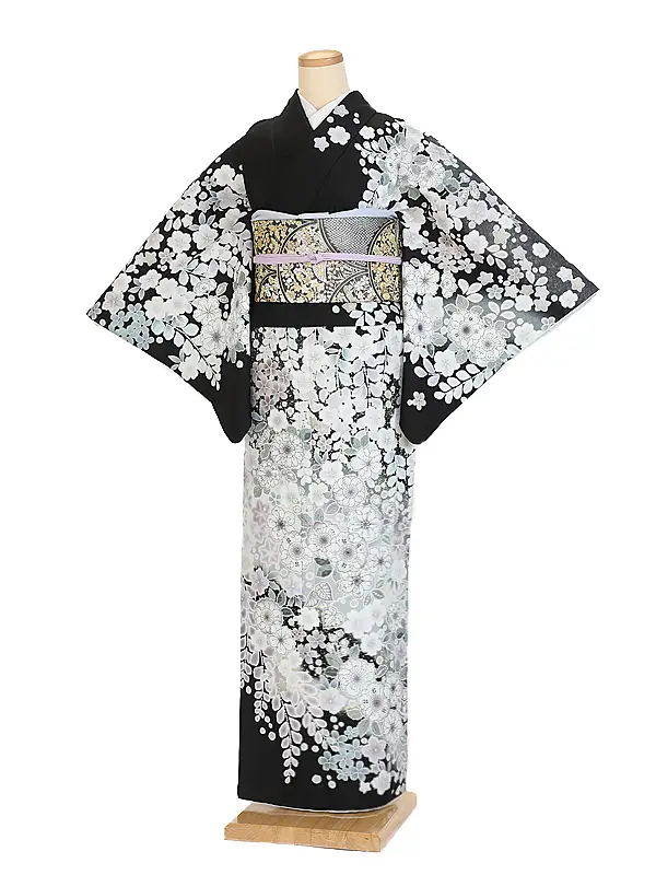 訪問着0069 黒地 辻が花 華