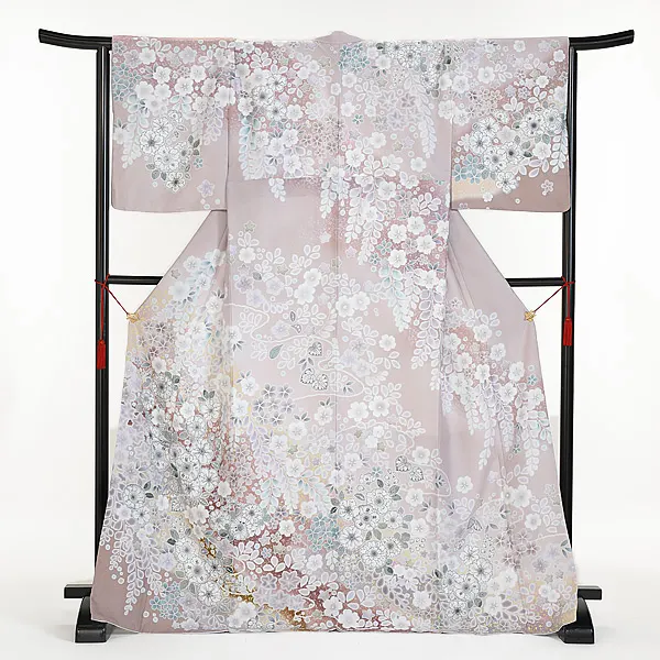 訪問着0070 くすみ桜色 辻が花 華