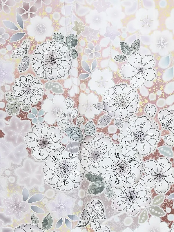 訪問着0070 くすみ桜色 辻が花 華