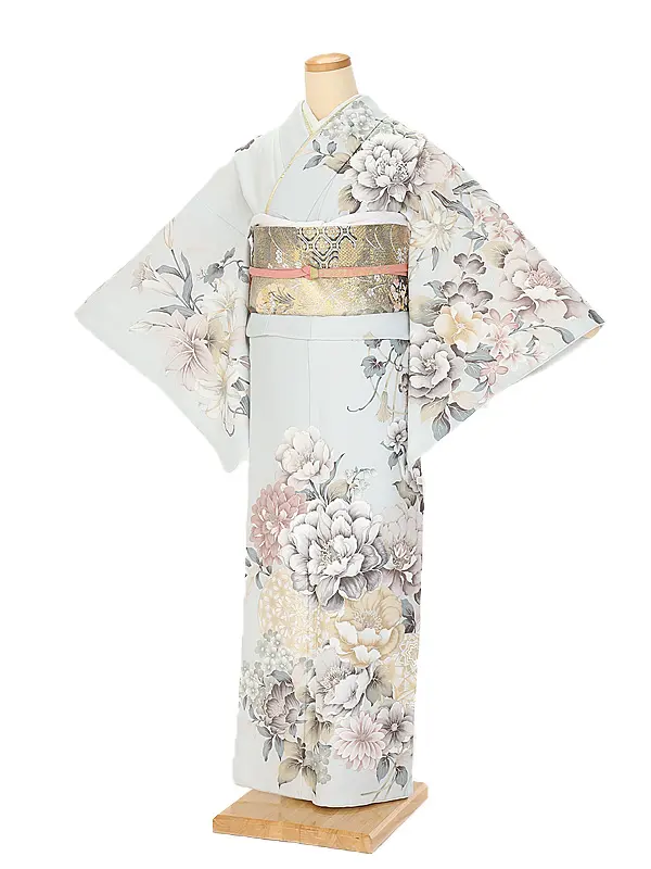 訪問着0071 水色 花づくし