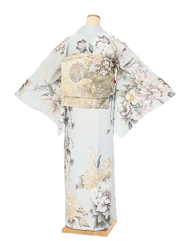 訪問着0071 水色 花づくし