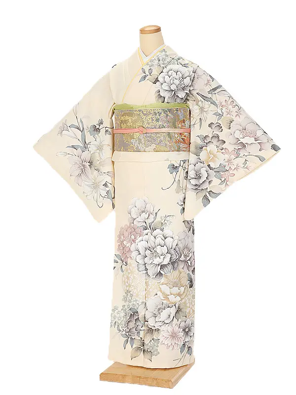 訪問着0072 クリーム花づくし