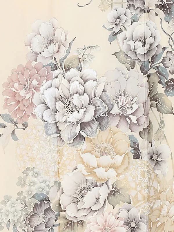 訪問着0072 クリーム花づくし