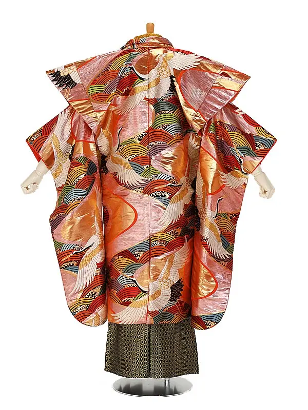 男性用袴ﾚﾝﾀﾙ2187 かぶきゴールドピンク鶴