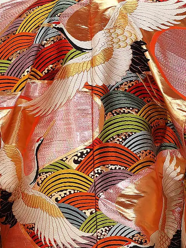 男性用袴ﾚﾝﾀﾙ2187 かぶきゴールドピンク鶴