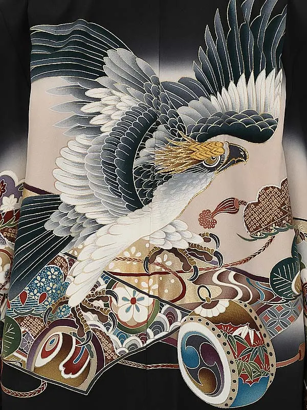 かんたん753レンタル(5歳男)5156黒・ベージュぼかし鷹につづみ