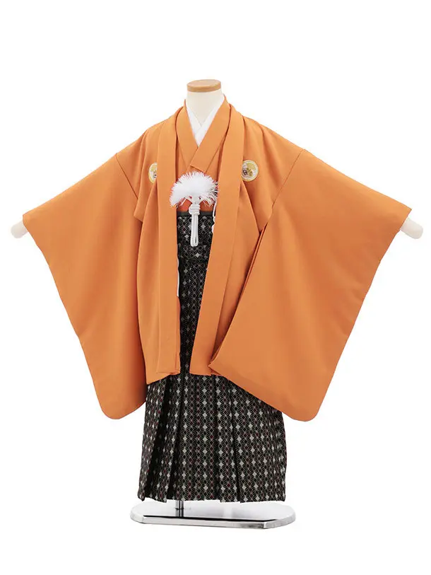 かんたん753レンタル B613くすみオレンジ×黒グレー菱