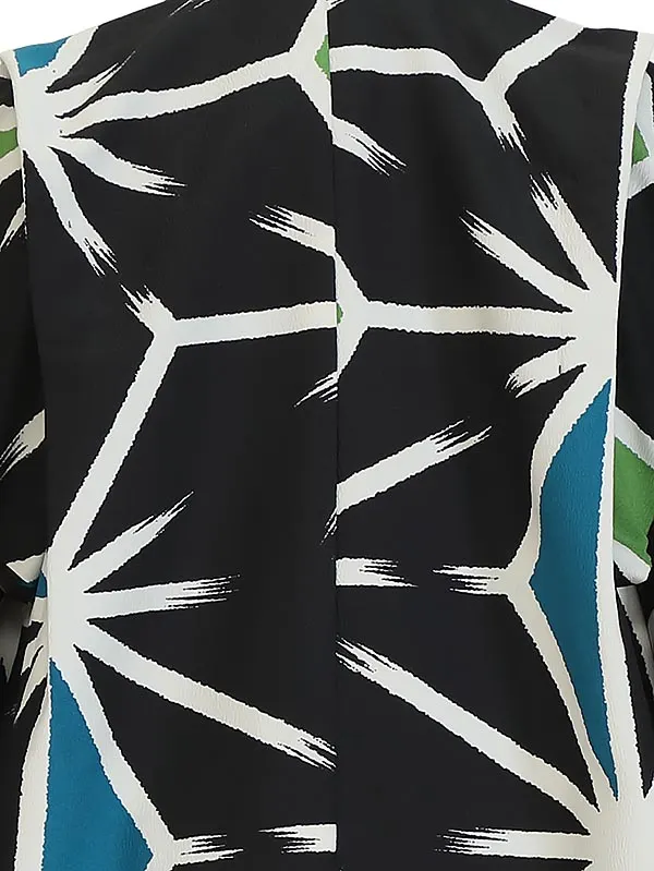 かんたん753レンタル  E568 黒地モダン麻の葉×モスグリーン