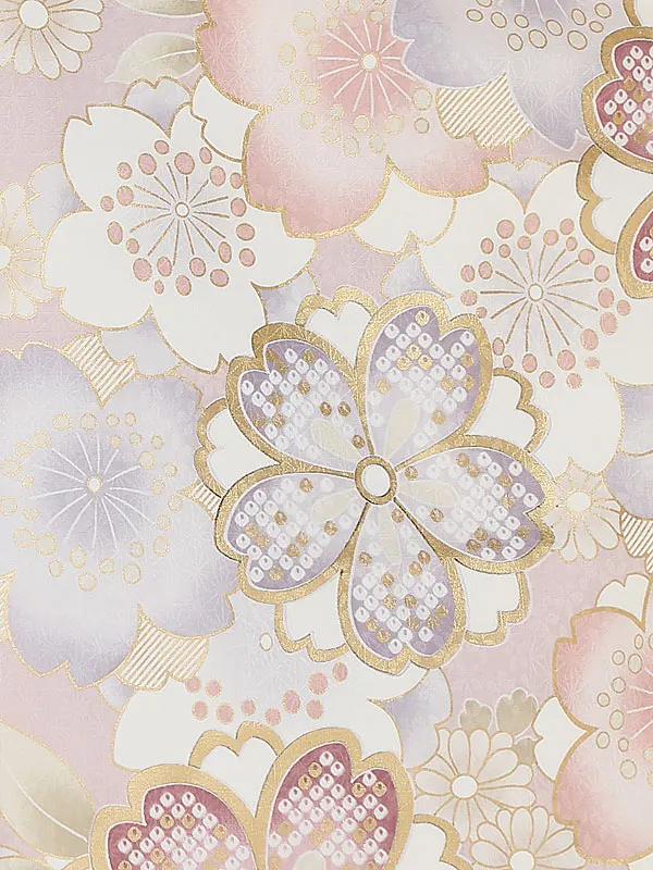 七五三(3歳女児被布)B448くすみピンク ラベンダー桜× ホワイトアイ