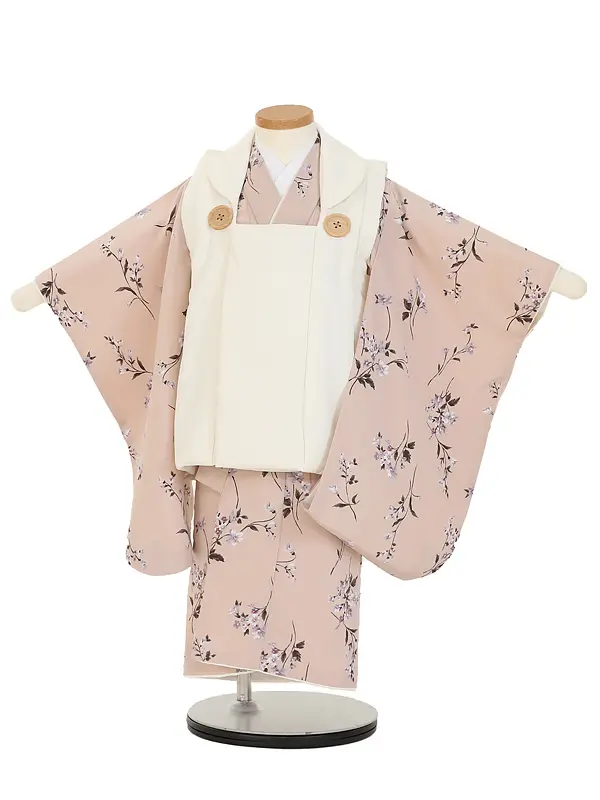 七五三(女児被布)B463 オフ白×くすみピンク小花