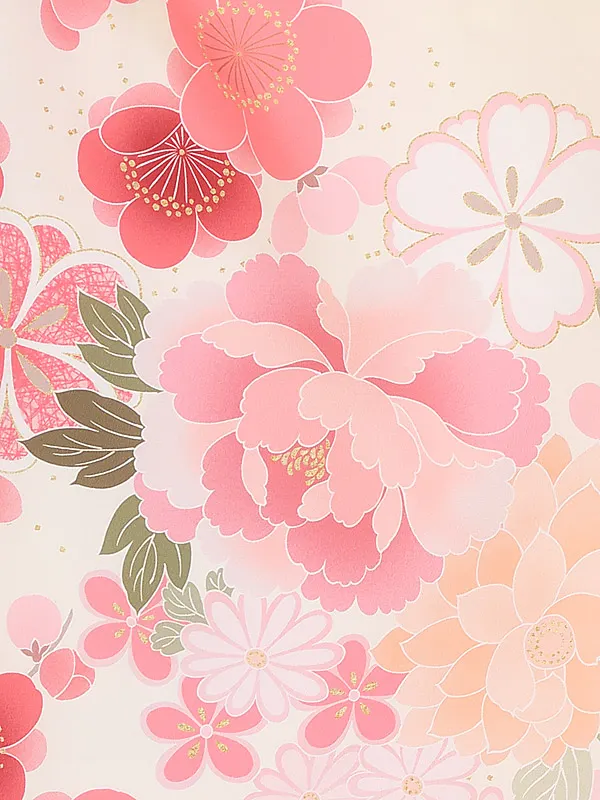 七五三(3歳女児被布)B465 ピンク花刺しゅう×桜牡丹華の舞