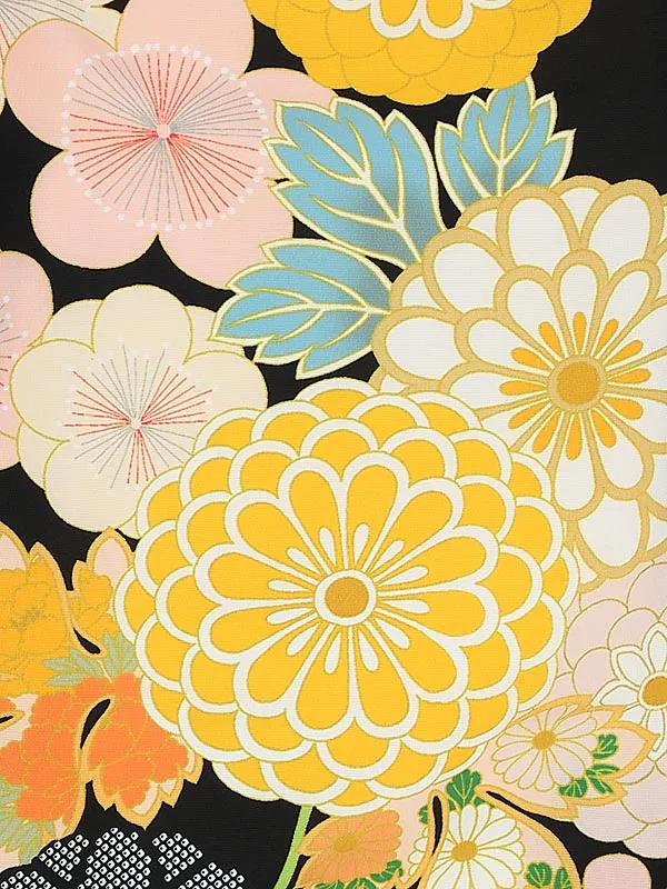七五三(3歳女児被布)B466 赤祝菊×黒大輪祝菊