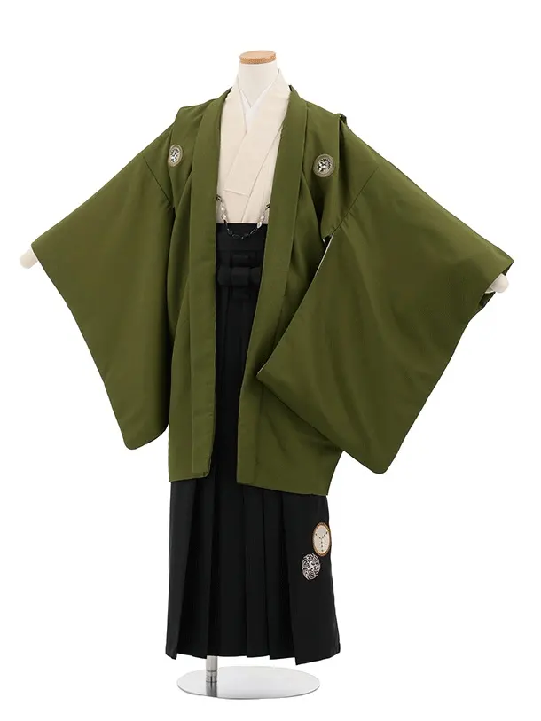 小学校 卒業式 男の子 袴 9037 カーキ 紋付小町kids
