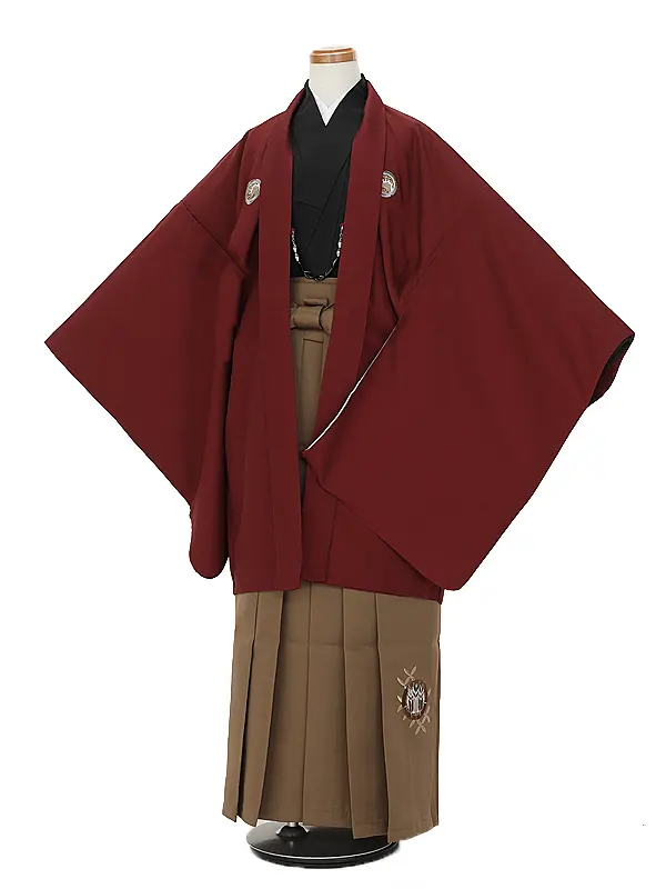 小学校 卒業式 男の子 袴 9042 エンジ×茶 刺しゅう紋