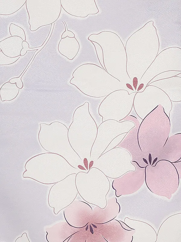 小学生卒業式かんたん袴(女の子) 9083薄紫花×薄ブルーグレー花刺しゅう