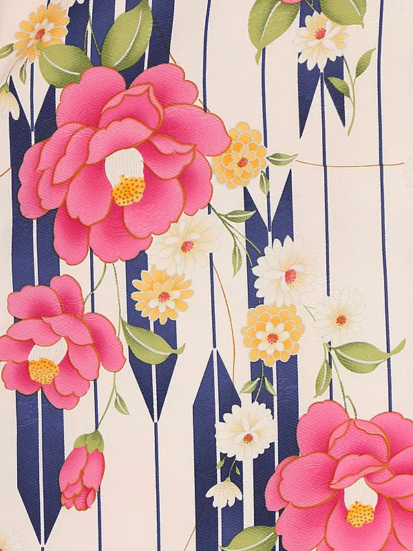 小学生卒業式かんたん袴(女の子) 9085春椿 紺矢羽根×紺花刺しゅう