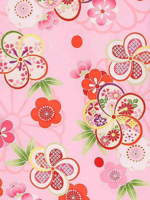 小学生卒業式かんたん袴(女の子) 9089ピンクかのこ花×ベージュ花刺しゅう